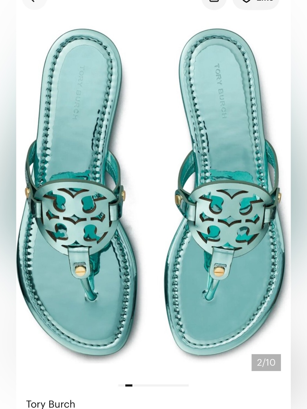 Tory Burch Metallic Teal Miller Thong Sandals